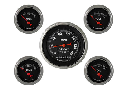 Classic Instruments CISC00SLC So-Cal - 5 Gauge Set 3-3/8" Speedo, 2-1/18" Fuel, Oil, Temp, Volts