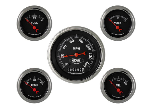 Classic Instruments CISC00SLC So-Cal - 5 Gauge Set 3-3/8" Speedo, 2-1/18" Fuel, Oil, Temp, Volts