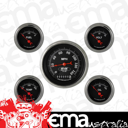 Classic Instruments CISC00SLC So-Cal - 5 Gauge Set 3-3/8" Speedo, 2-1/18" Fuel, Oil, Temp, Volts