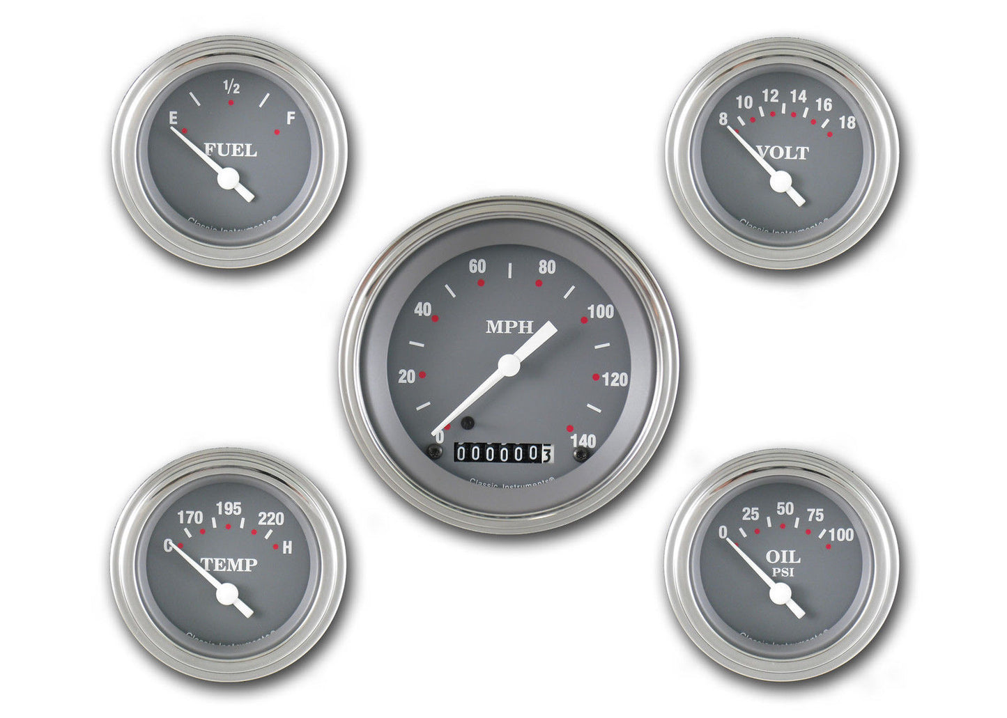 Classic Instruments CISG00SLF SG - 5 Gauge Set 3-3/8" Speedo, 2-1/18" Fuel, Oil, Temp, Volts