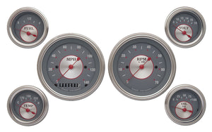 Classic Instruments CISS01SLF Silver - 6 Gauge Set 3-3/8" Speedo & Tacho, 2-1/18" Fuel, Oil, Temp, Volts