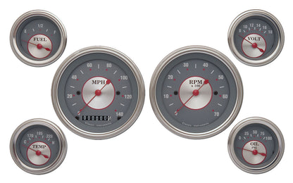 Classic Instruments CISS01SLF Silver - 6 Gauge Set 3-3/8" Speedo & Tacho, 2-1/18" Fuel, Oil, Temp, Volts