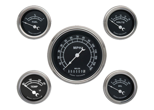 Classic Instruments CITR00SLF Traditional - 5 Gauge Set 3-3/8" Speedo, 2-1/18" Fuel, Oil, Temp, Volts