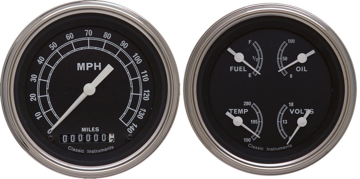 Classic Instruments CITR02SLF Traditional - 2 Gauge Set 3-3/8" Speedo & 3-3/8" Quad