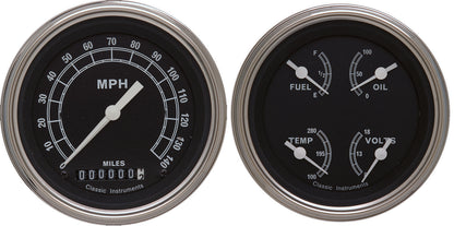 Classic Instruments CITR02SLF Traditional - 2 Gauge Set 3-3/8" Speedo & 3-3/8" Quad