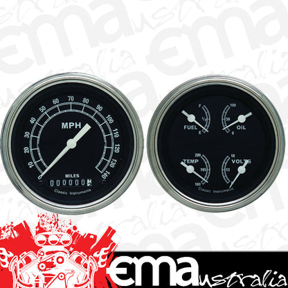 Classic Instruments CITR02SLF Traditional - 2 Gauge Set 3-3/8" Speedo & 3-3/8" Quad