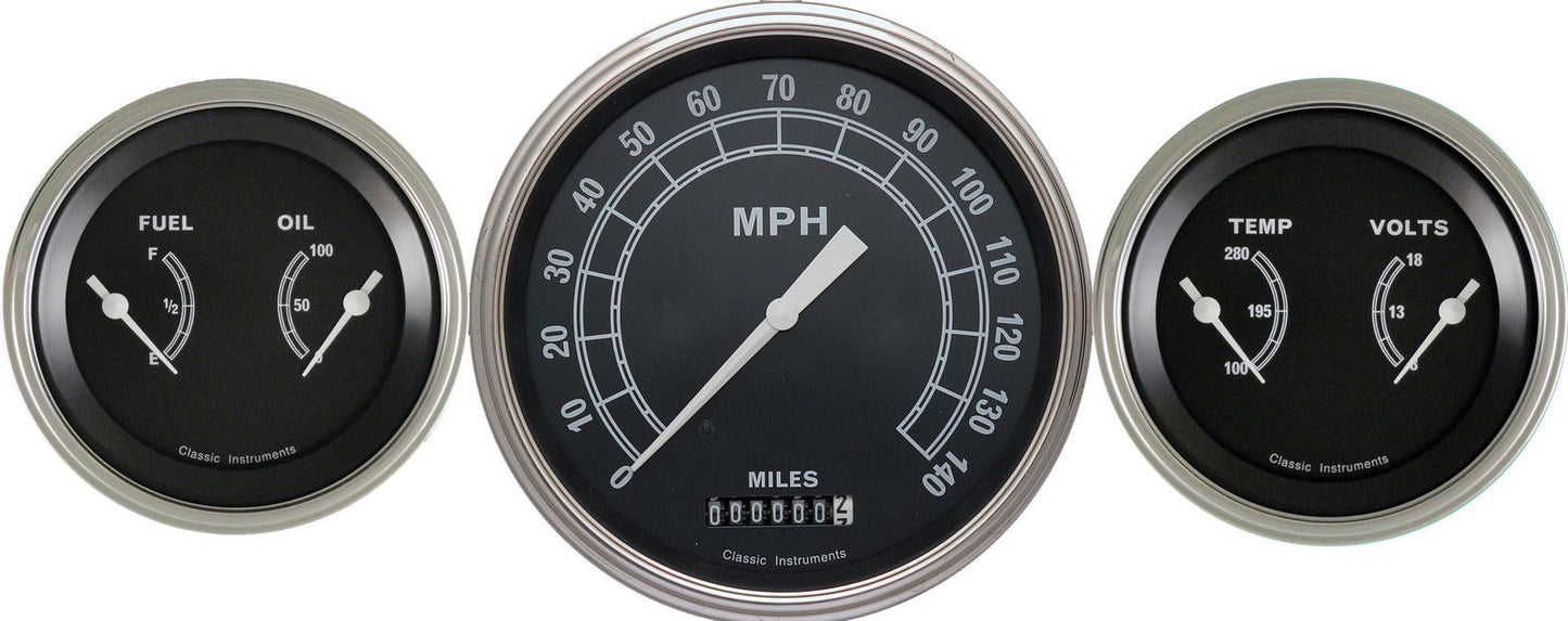 Classic Instruments CITR64SLF Traditional - 3 Gauge Set 4-5/8" Speedo & 2x 3-3/8" Duals