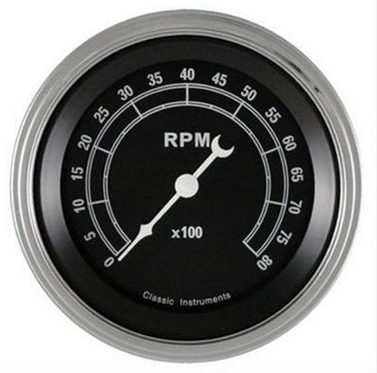CLASSIC INSTRUMENTS CITR80SLC TRADITIONAL BLACK - Tachometer 8K RPM 3-3/8"