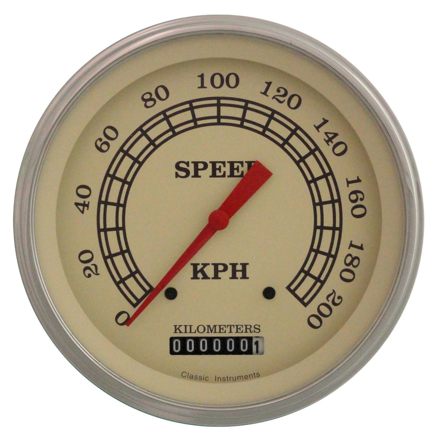 Classic Instruments | CIVT58SLF | Vintage - Speedometer Gauge 4-5/8" (stock KPH)