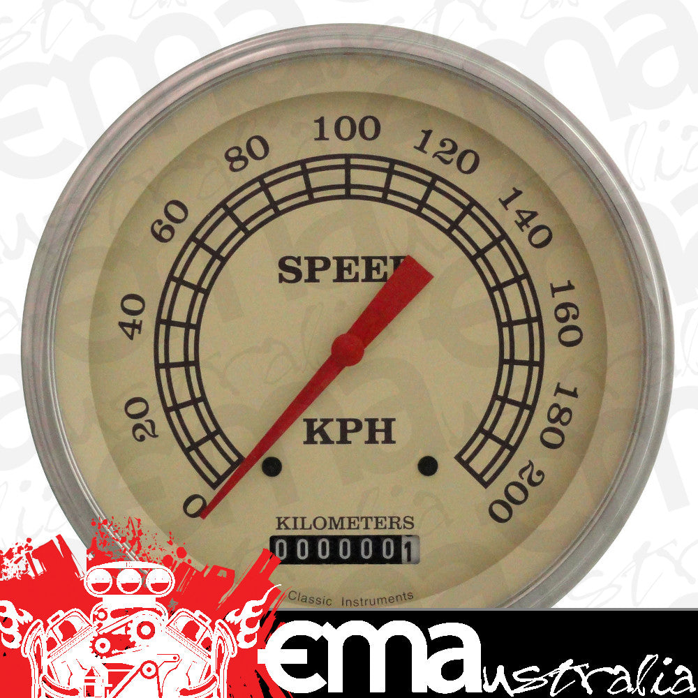 Classic Instruments | CIVT58SLF | Vintage - Speedometer Gauge 4-5/8" (stock KPH)