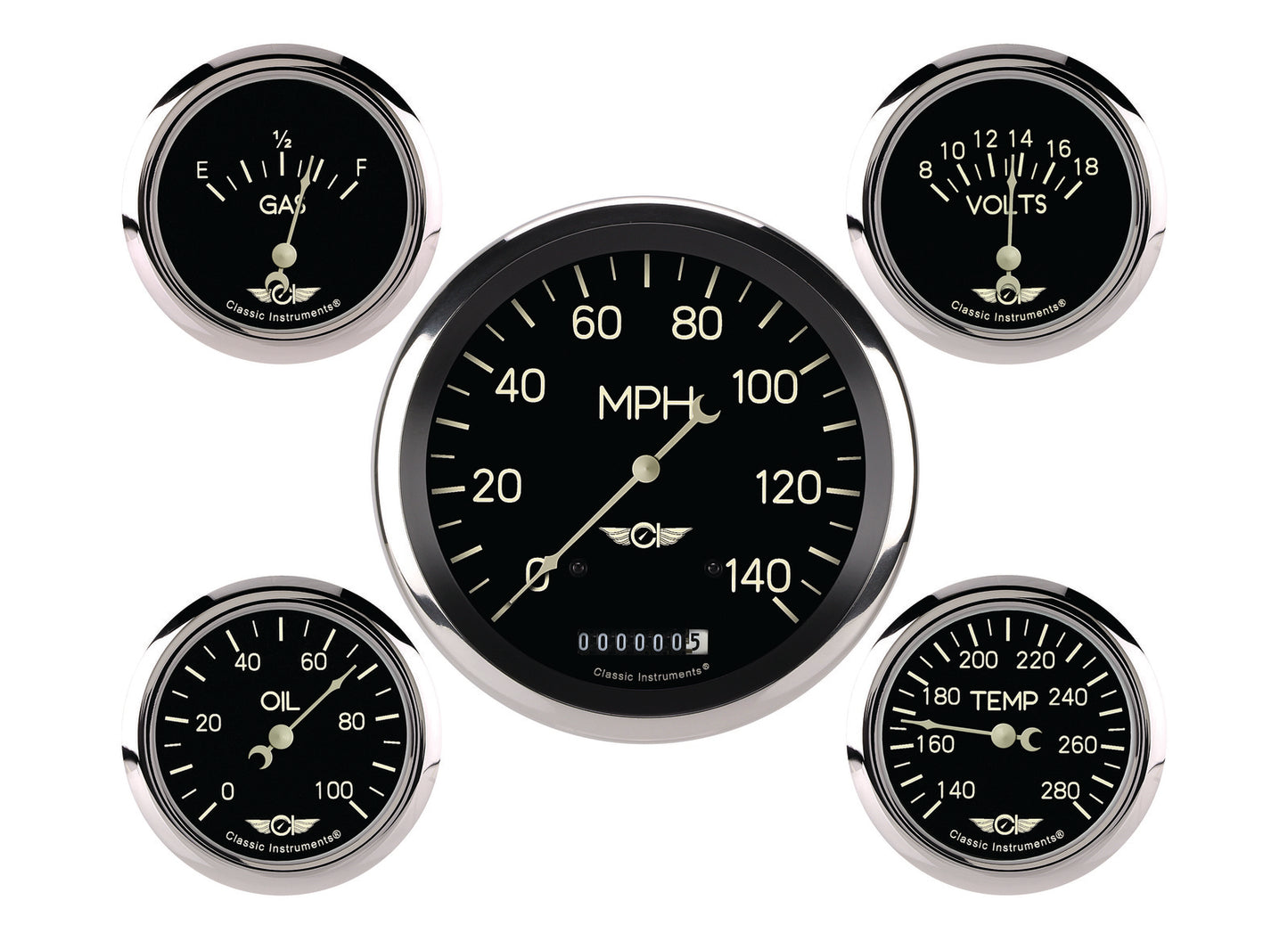 Classic Instruments Classic Five Gauge Set, 4 - 5/8" - CL954SRC