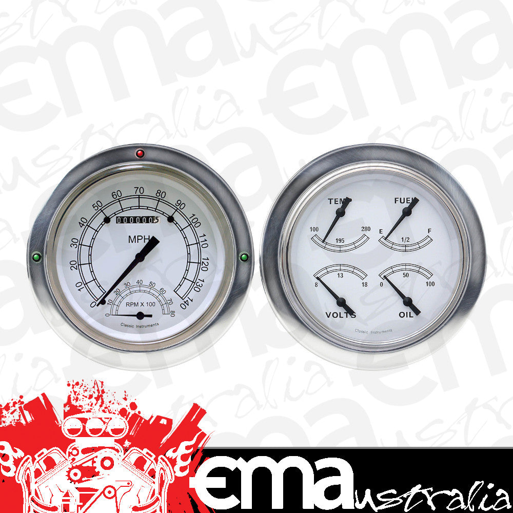 Classic Instruments CT54CW62 Classic White 1954-55 Chevy Truck Gauge Package