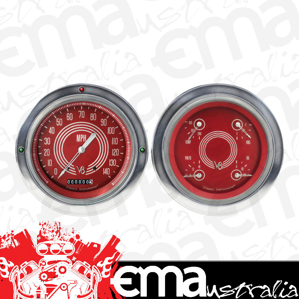 Classic Instruments CT54V8RS52 V8 Red Steelie 1954-55 Chevy Truck Gauge Package