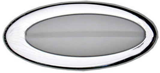 Clayton Machine Works CLA-DM402 Billet Interior Elliptical Dome Light Chrome Plated w/ Frosted Lens Dimensions: 4.5" x 2" x .75"