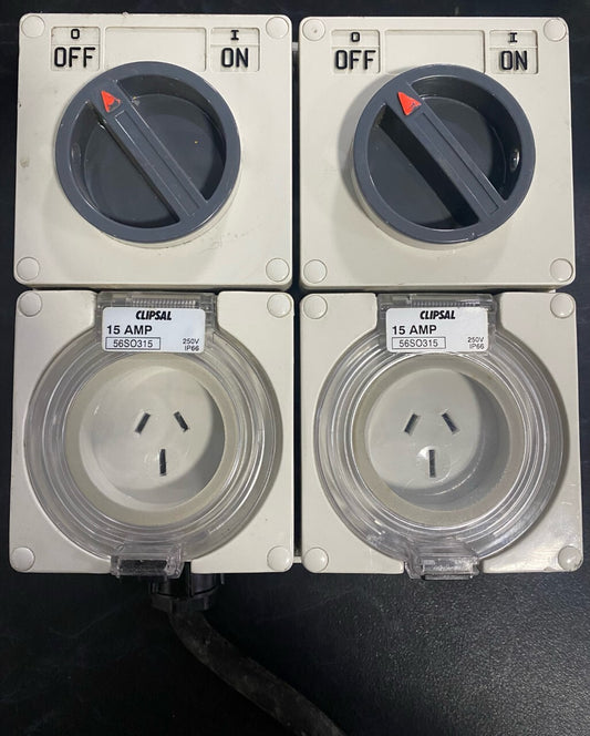 Clipsal CLIPSAL15AMP 2 Way Electrical Sockets 250V Ip66