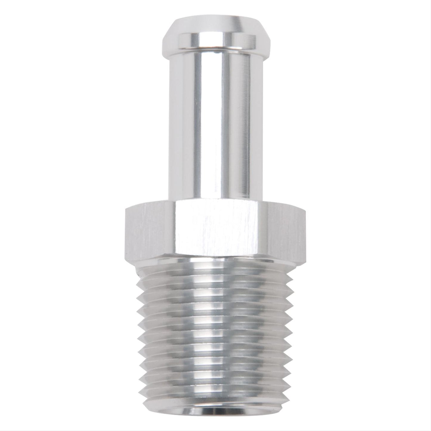 Edelbrock ED8121 Hose End Straight Clear Anodiz 1/2" NPT to 1/2" Barb