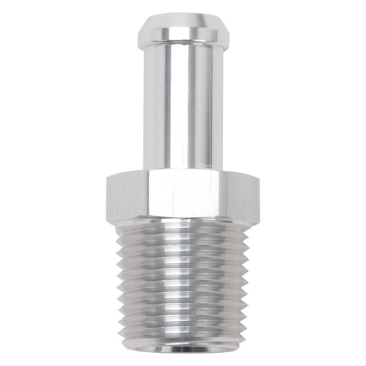 Edelbrock ED8121 Hose End Straight Clear Anodiz 1/2" NPT to 1/2" Barb