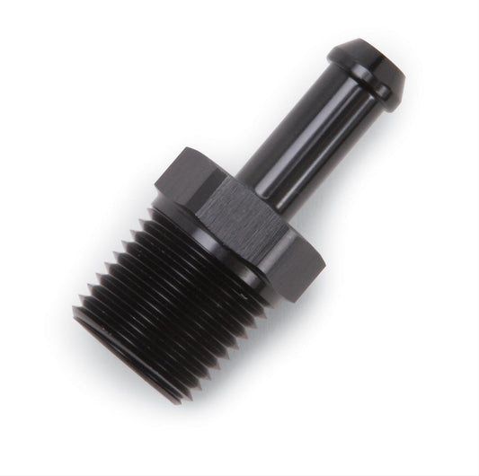 Edelbrock ED8185 Hose End Straight Black Anodiz 1/2" NPT to 3/8" Barb