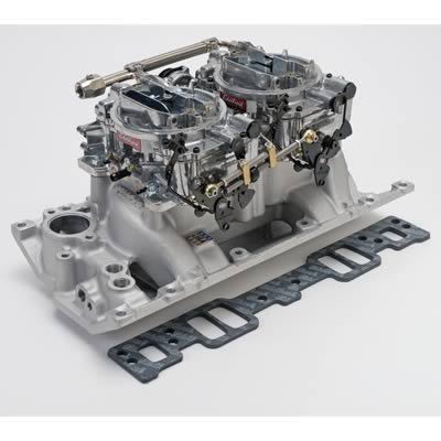 Edelbrock ED2026 Performer Dual- Quad Inc Carbs SB Chev 262-400 W/Vortec