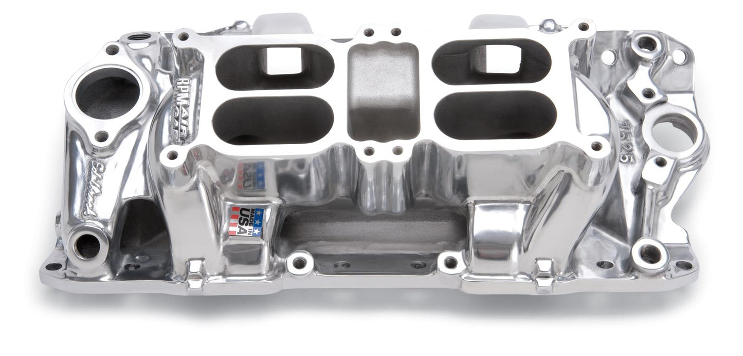 Edelbrock ED75251 Rpm Air-Gap Dual- Quad Manifol SB Chev 262-400 V8 Polished