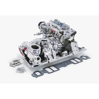 Edelbrock ED20244 Carburetor And Manifold Kit SB Chev 262-400 V8 E/Shine