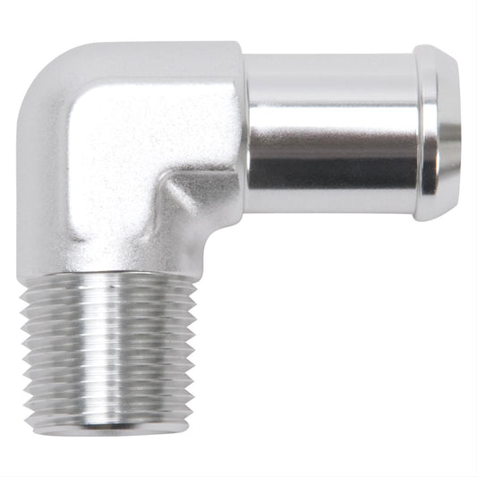 Edelbrock ED8166 Hose End 90¶ôÇ÷ Clear Anodize 1/2" NPT to 3/4" Barb