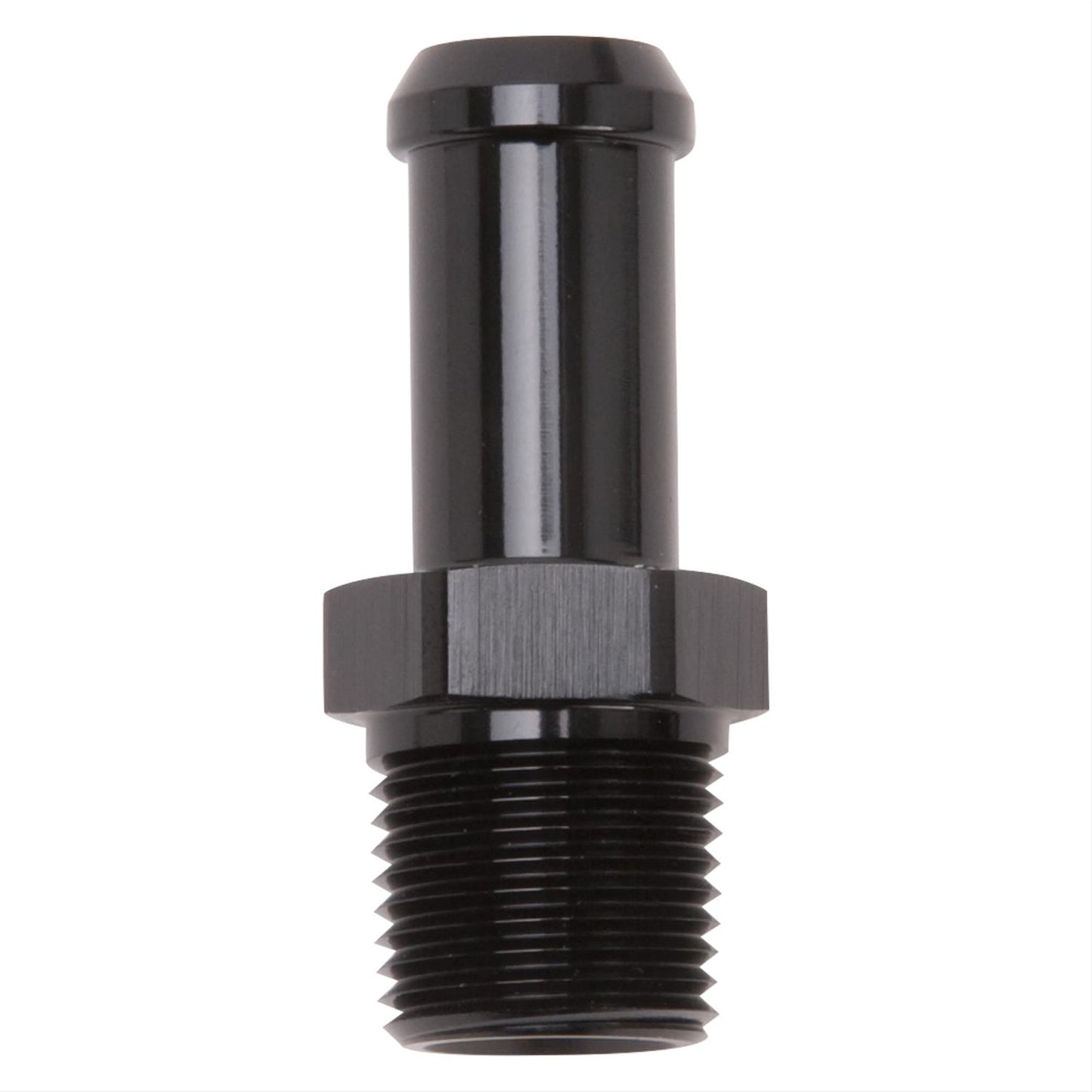 Edelbrock ED8114 Hose End Straight Black Anodiz 3/8" NPT to 1/2" Barb