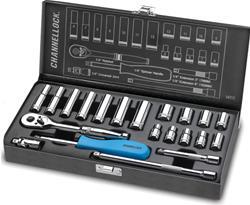Channellock CNL-34212 21-Piece Socket Sets Sockets 21-Piece Metric Vanadium Steel Chrome 1/4" Drive 16 Sockets Ratchet Extensions