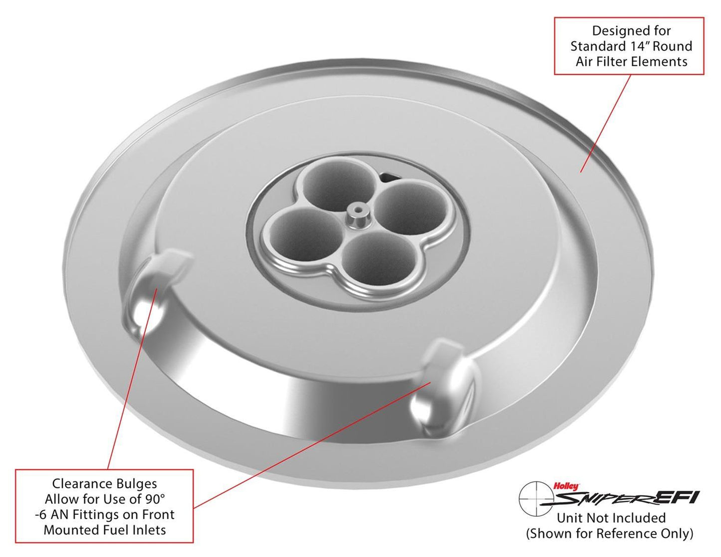Holley HO120-530 Sniper EFI Air Cleaner 14X3 Chrome Finish