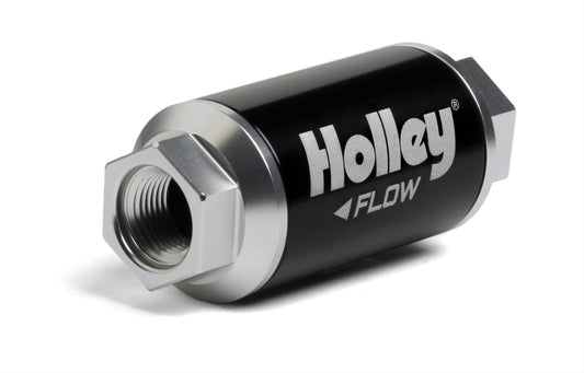 HOLLEY HP BILLET INLINE FUEL FILTER FEMALE 3/8" NPT IN/OUT 100 MICRON HO162-551