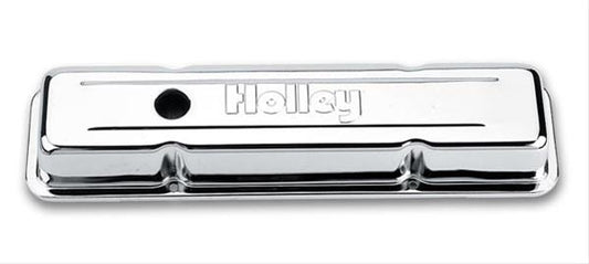 Holley HO241-80 Chrome Stamped 4-Bolt Valve Covers SB Chev V8