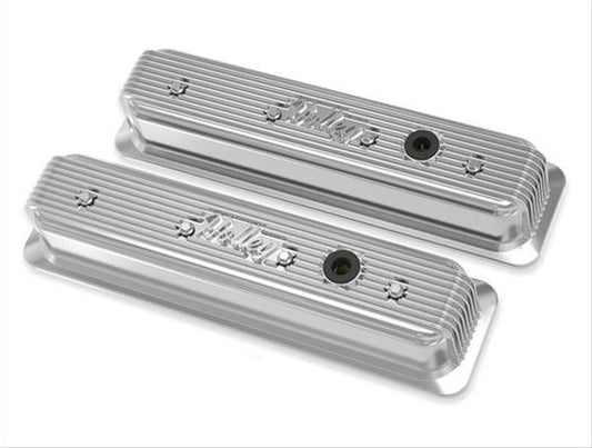 Holley HO241-248 SBC Valve Covers Center-Bolt Finned Non-Emis Pol
