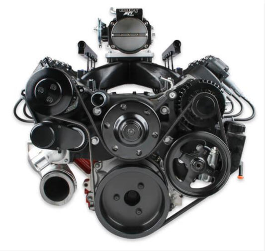 Holley HO20-180BK Ls Accessory Drive Kit Black Mid Mount Incl Sd7 A/C