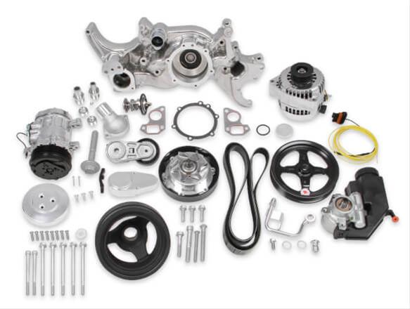 Holley HO20-185P Ls Accessory Drive Kit Polish Mid Mount Incl Sd7 A/C