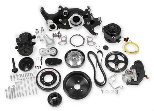 Holley HO20-190BK LS7 Accessory Drive Kit Black Mid Mount Incl Sd7 A/C