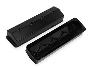 Mr Gasket MG6813BG Fabricated Alum Valve Covers Black Center Bolt Chev SB 305-350