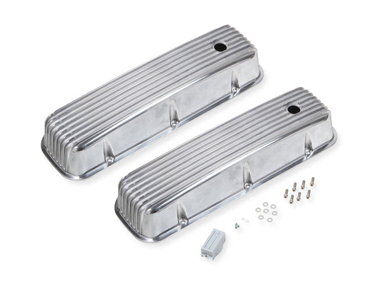 Mr Gasket MG6859G Cast Alum Valve Covers Polshd Finned Chev BB 396-454V8