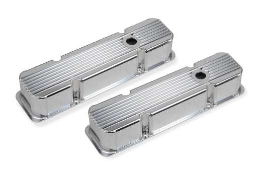 Mr Gasket MG6814G Cast Alum Valve Covers Finned Polished Chev SB 283-350 V8