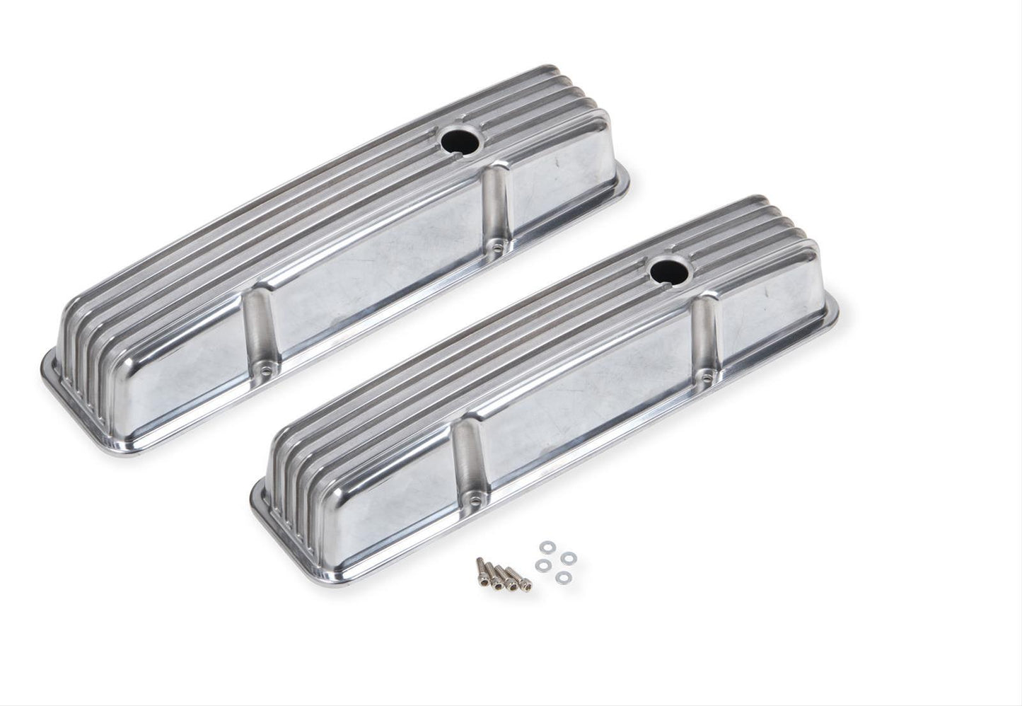 Mr Gasket MG6841G Cast Alum Valve Covers Finned Polished Ford SB 289-351W V8