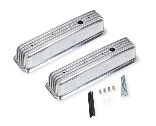Mr Gasket MG6856G Cast Alum Valve Covers Finned Polished 87-97 Chev SB 305-350