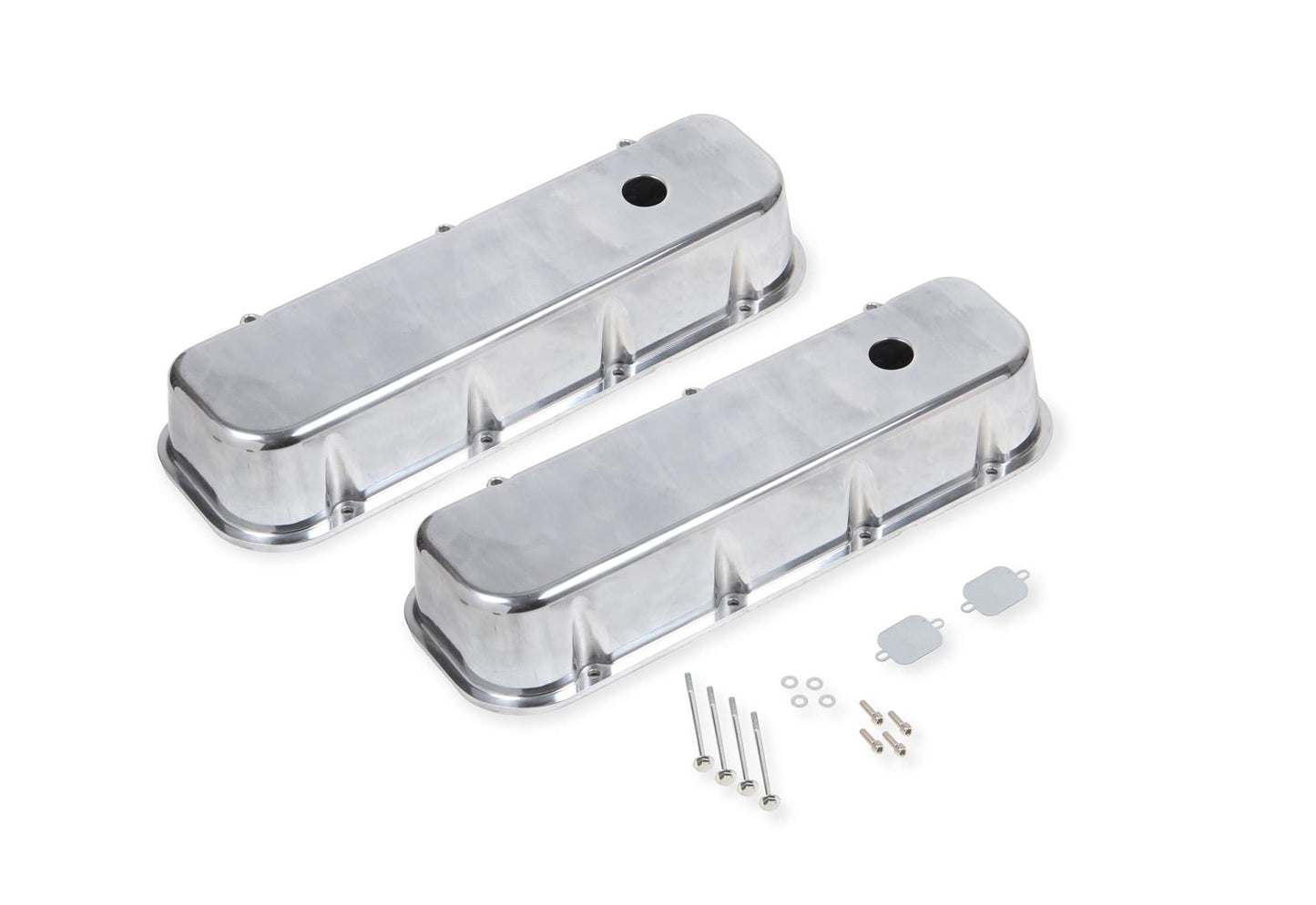 Mr Gasket MG6858G Cast Alum Valve Covers Polshd Chev BB 396-454V8 W/Hole
