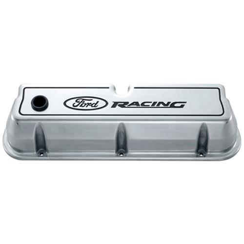 Ford Racing FMS-302-001 Ford Racing' Die-Cast Alum Valve Covers Polished Black Recessed Emblems (M-6582-E302).