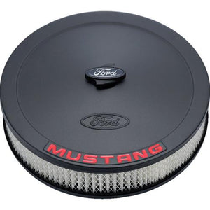 Ford Racing FMS-302-362 Ford Mustang' Air Cleaner Kit Black Crinkle Raised Ford Logo Red Mustang Logo