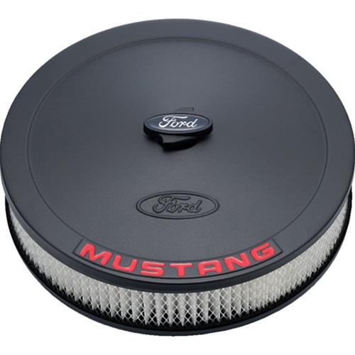 Ford Racing FMS-302-362 Ford Mustang' Air Cleaner Kit Black Crinkle Raised Ford Logo Red Mustang Logo