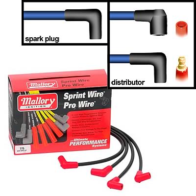 Mallory Ignition MA775 *Pro Wire 8mm Black Wire Set Universal V8 w/ 90 Boots