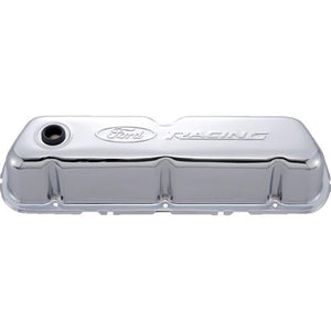 Ford Racing FMS-302-070 Ford Racing' Stamped Steel Valve Covers Chrome Embossed Emblems.
