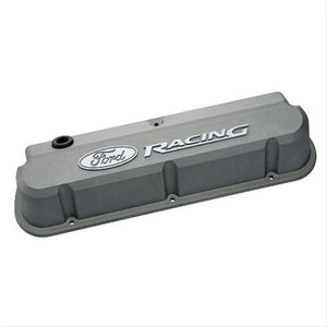 Ford Racing FMS-302-137 Ford Racing' Die-Cast Valve Covers Slant-Edge Cast Gray Crinkle Raised Emblems.