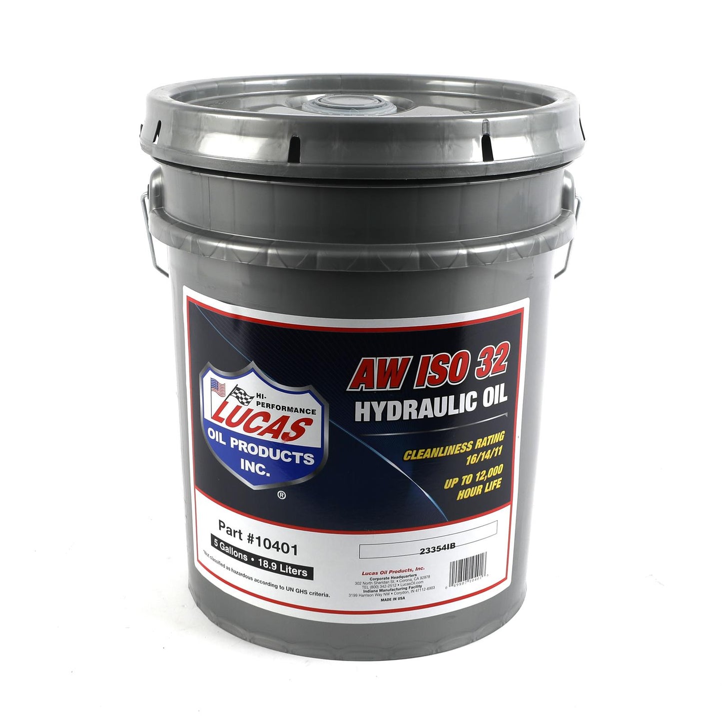 Lucas Oils LUS-10401 AW ISO 32 Hydraulic Oil 5 Gallon Pail