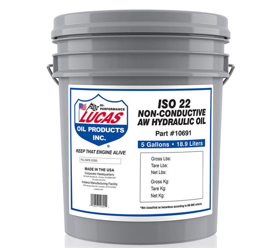 Lucas Oils LUS-10691 Non-Conductive AW ISO 22 Hydraulic Oil 5 Gallon Pail