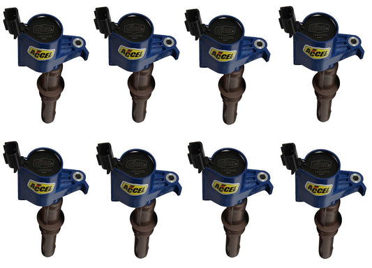 Accel AC140033EB-8 8Pk Long Boot Coils Blue Ford Late Mod Eng V8 3-Valve